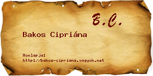 Bakos Cipriána névjegykártya